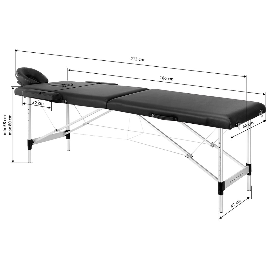 Massageliege Klappbar Aluminium Balance 2 Zonen Schwarz - Bild 17