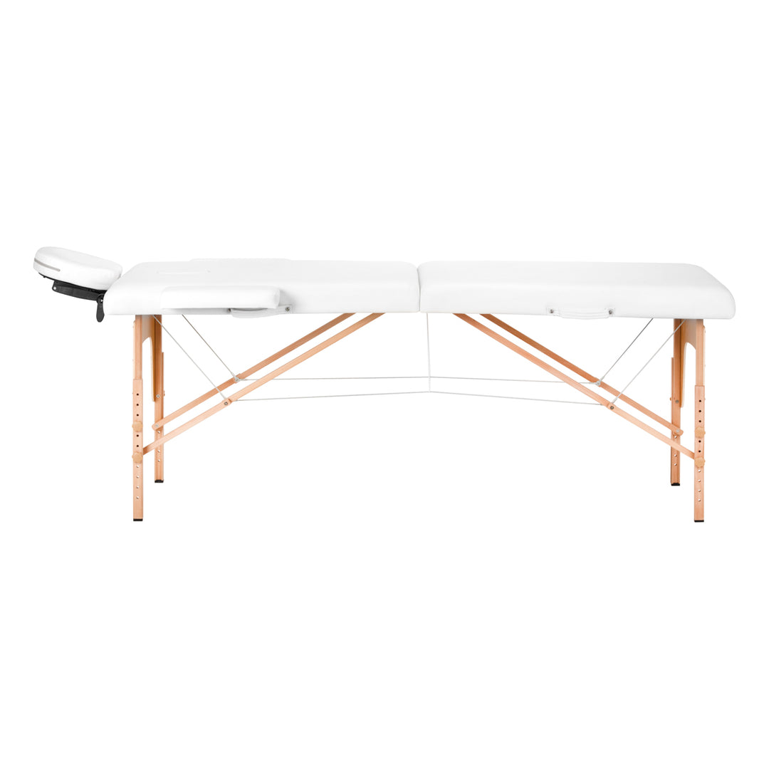 Massageliege Klappbar Buchenholz Balance 2 Zonen Weiß - Bild 2