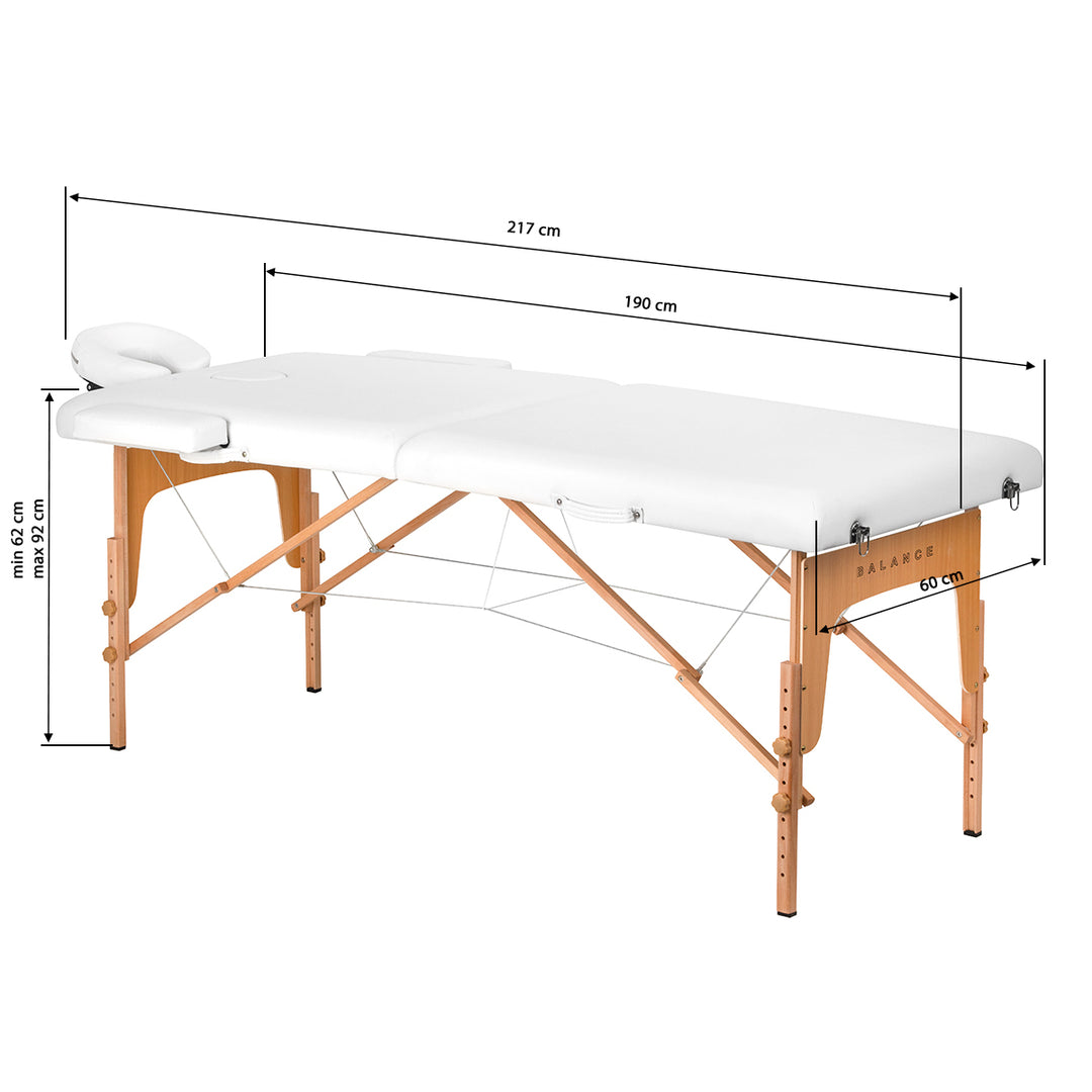 Massageliege Klappbar Buchenholz Balance 2 Zonen Weiß - Bild 17