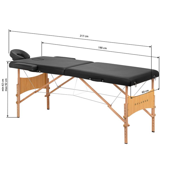Massageliege Klappbar Buchenholz Balance 2 Zonen Schwarz - Bild 16