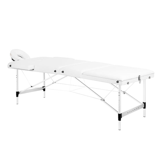 Massageliege Klappbar Aluminium Balance 3 Zonen Weiß