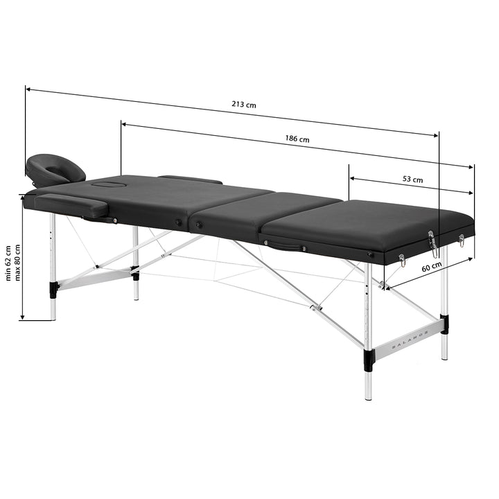 Massageliege Klappbar Aluminium Balance 3 Zonen Schwarz - Bild 18