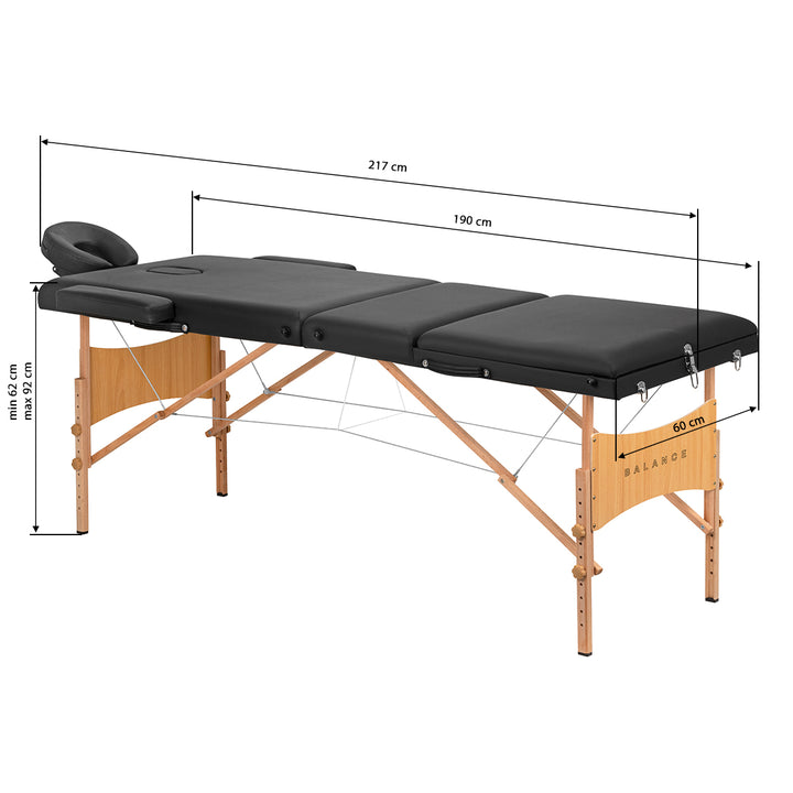 Massageliege Klappbar Buchenholz Balance 3 Zonen Schwarz - Bild 18