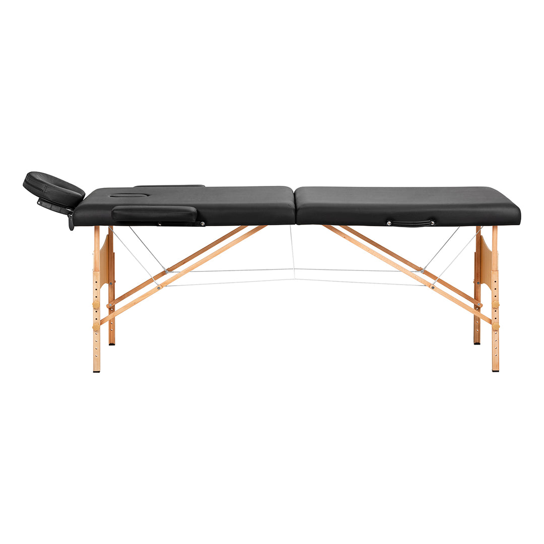 Massageliege Klappbar Holz Balance Lux 2 Zonen Schwarz - Bild 2