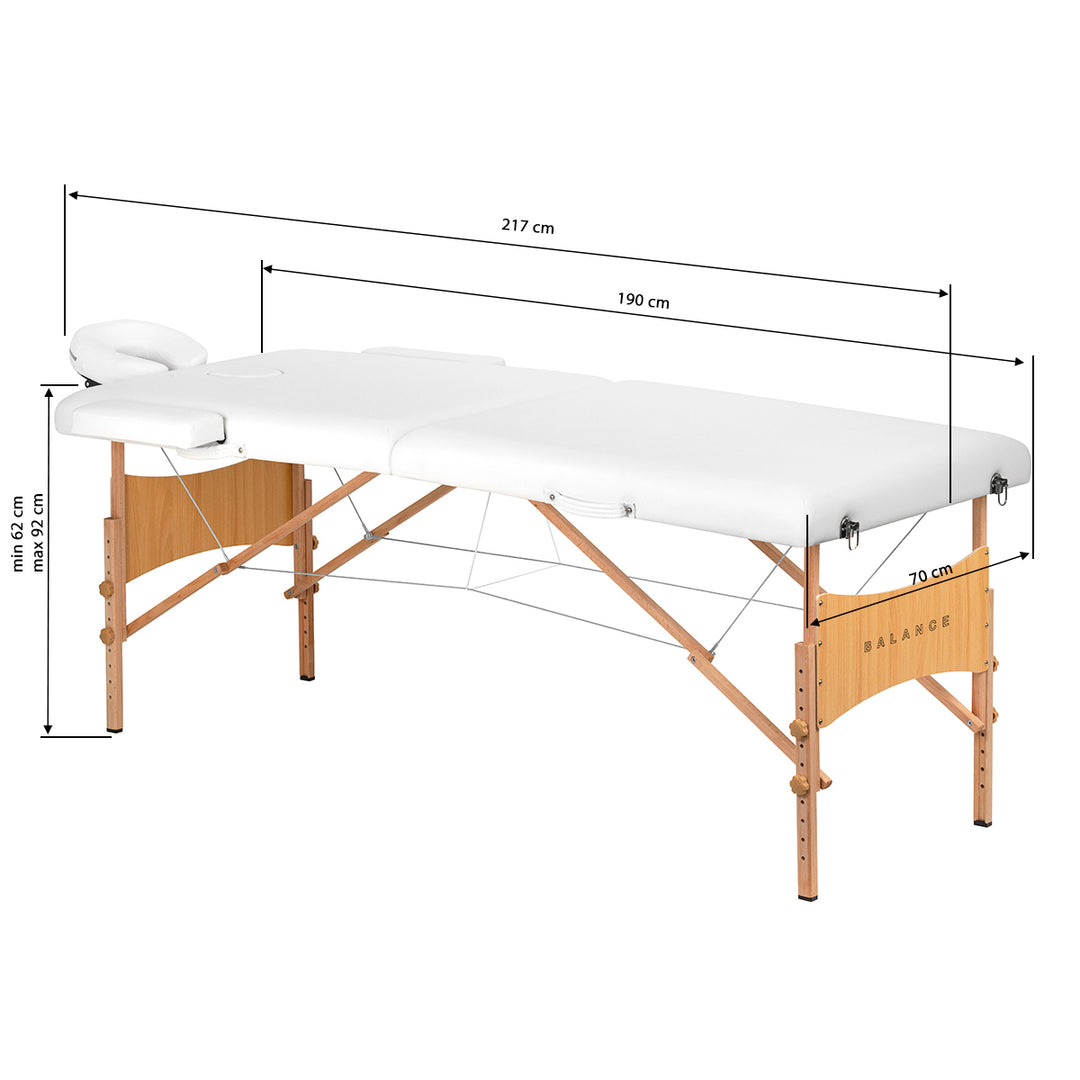 Massageliege Klappbar Buchenholz Balance Lux 2 Zonen Weiß - Bild 17