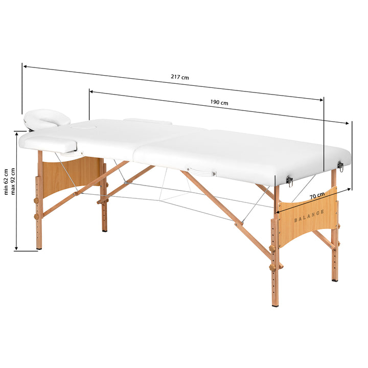Massageliege Klappbar Buchenholz Balance Lux 2 Zonen Weiß - Bild 17