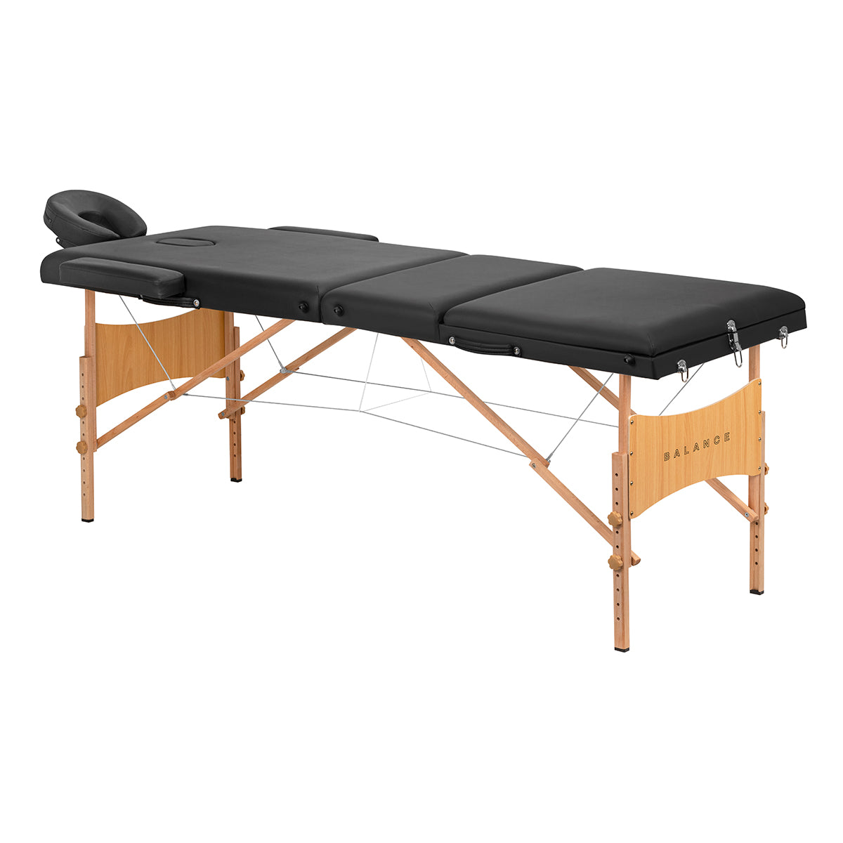 Massageliege Klappbar Holz Balance Lux 3 Zonen Schwarz