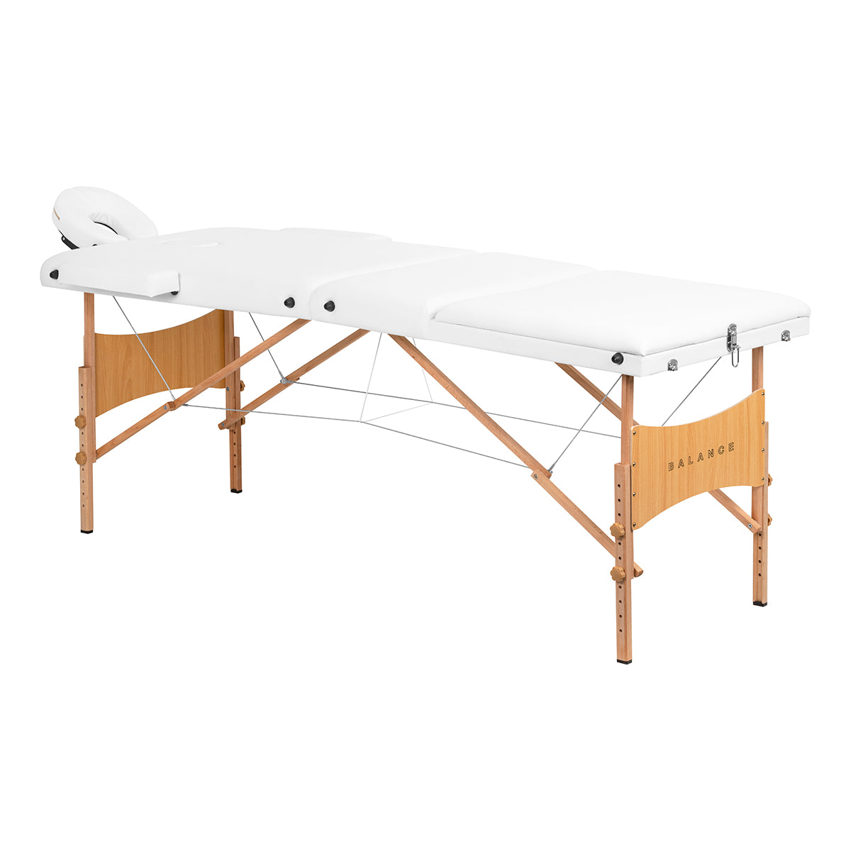 Massageliege Klappbar Buchenholz Balance Lux 3 Zonen Weiß