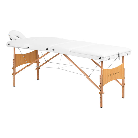 Massageliege Klappbar Buchenholz Balance Lux 3 Zonen Weiß
