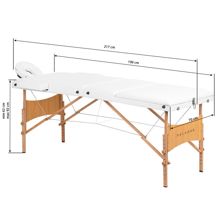 Massageliege Klappbar Buchenholz Balance Lux 3 Zonen Weiß - Bild 18