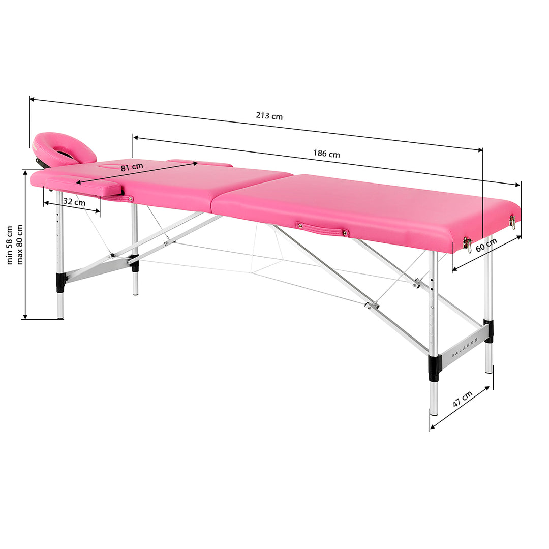 Massageliege Klappbar Aluminium Balance 2 Zonen Rosa - Bild 17