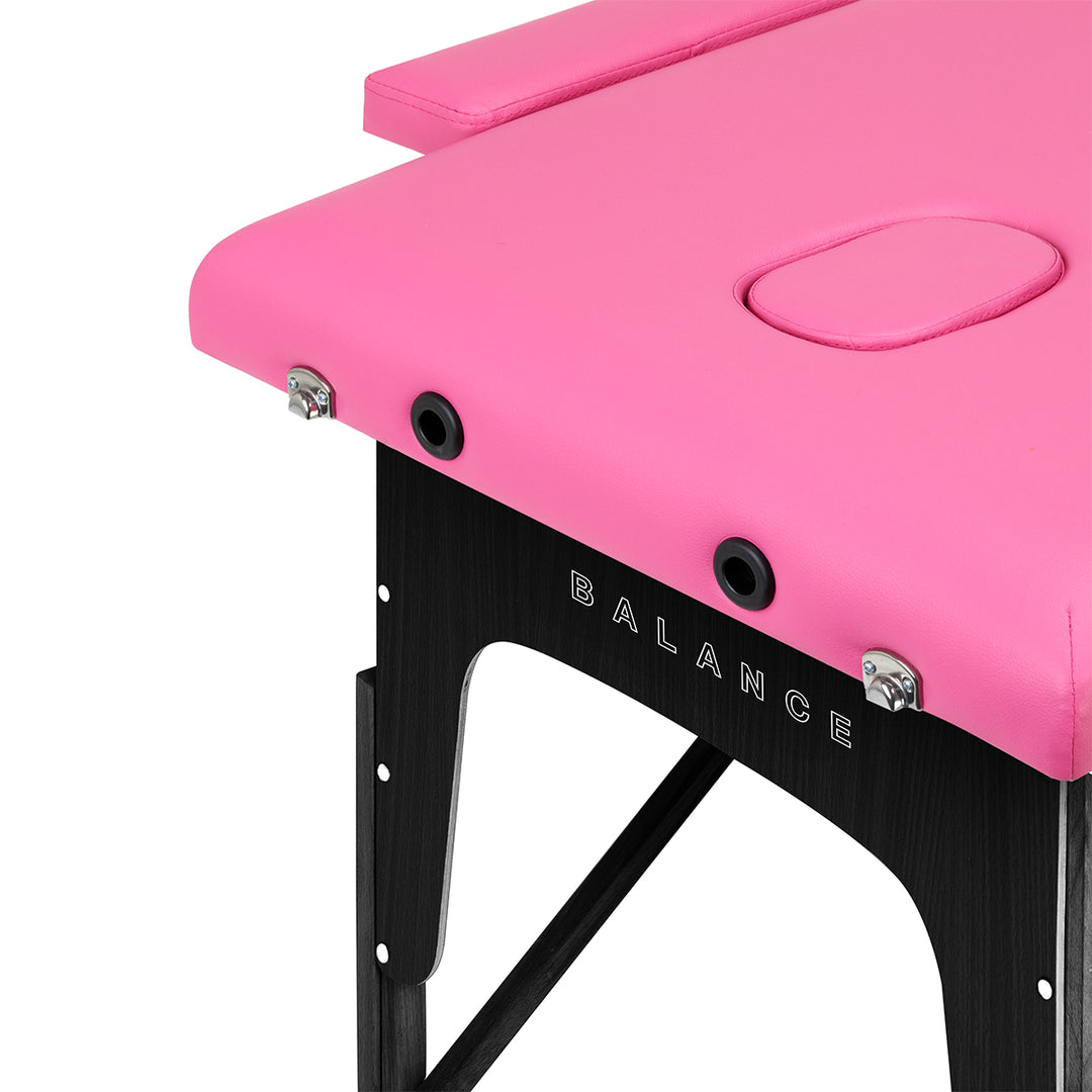 Massageliege Klappbar Buchenholz Balance 2 Zonen Rosa - Bild 5