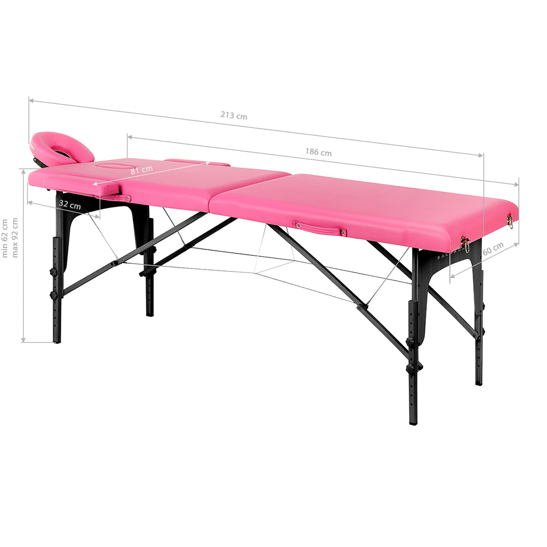 Massageliege Klappbar Buchenholz Balance 2 Zonen Rosa - Bild 17