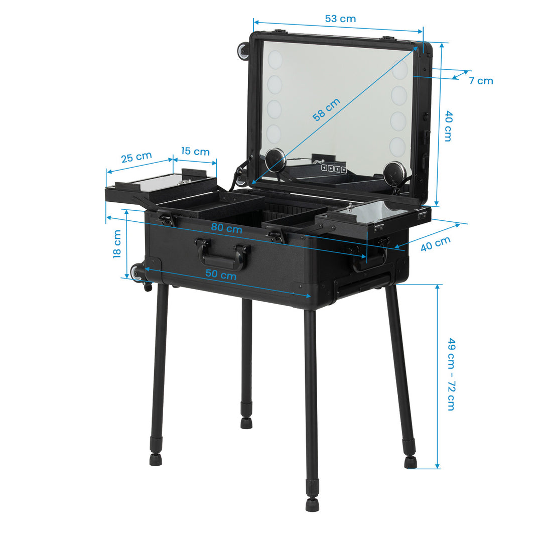 Schminkkoffer Mobile Station Plus mit Beleuchtetem Spiegel und Lautsprechern Schwarz - Bild 14