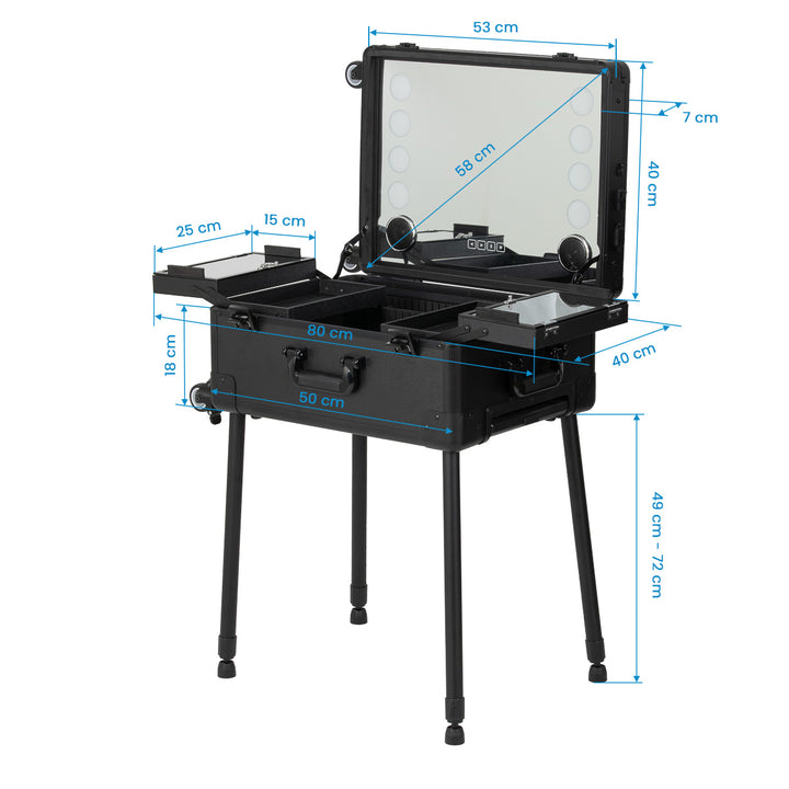 Schminkkoffer Mobile Station Plus mit Beleuchtetem Spiegel und Lautsprechern Schwarz - Bild 14