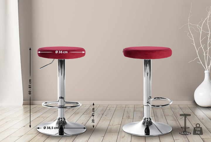 Barhocker 109 Samt Rot - Bild 2