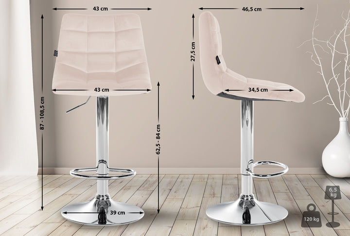 2er-Set Barhocker 107 Samt Beige - Bild 2