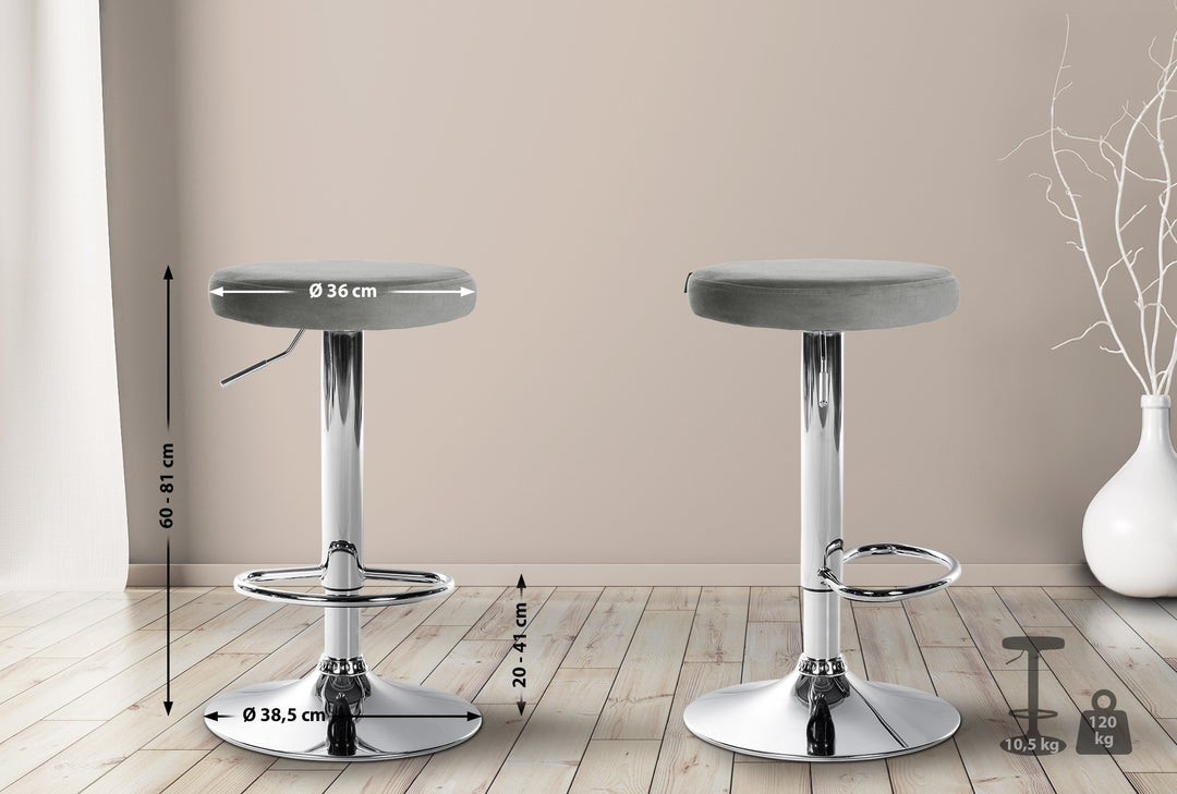 2er-Set Barhocker 109 Samt Grau - Bild 2