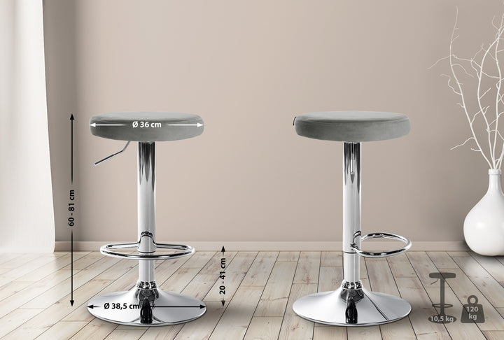 2er-Set Barhocker 109 Samt Grau - Bild 2