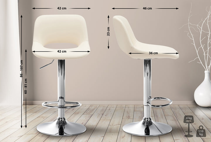Barhocker 106 Kunstleder Creme - Bild 2