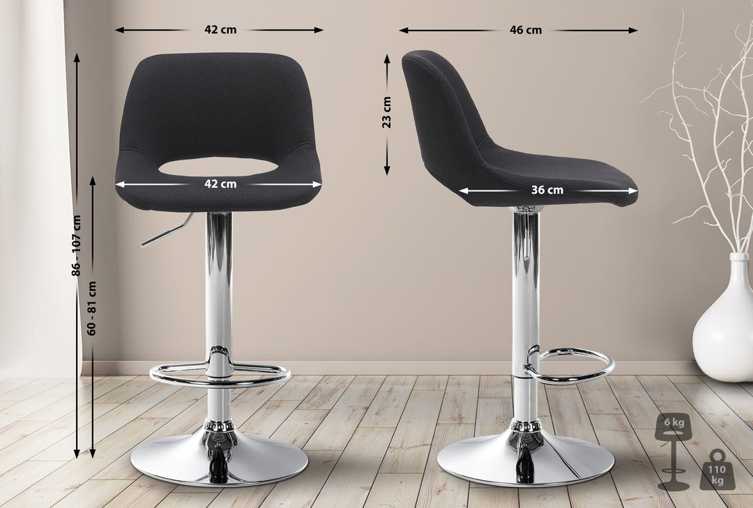 Barhocker 106 Stoff Schwarz - Bild 2