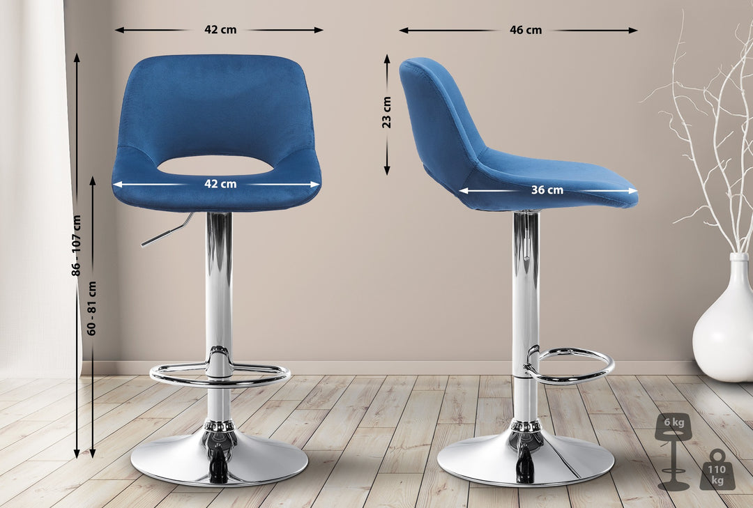 Barhocker 106 Samt Blau - Bild 2