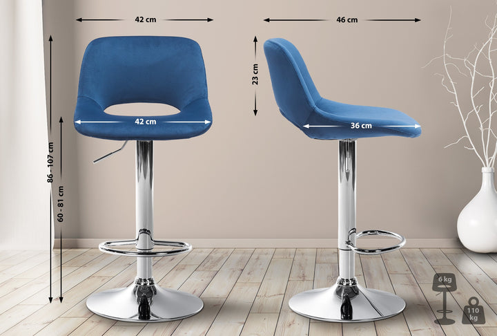 Barhocker 106 Samt Blau - Bild 2