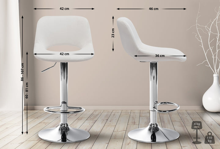 2er-Set Barhocker 106 Samt Creme - Bild 2