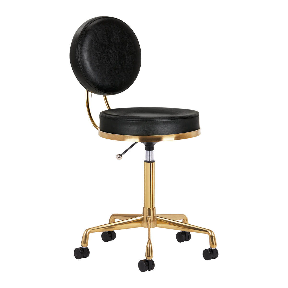 Rollhocker Höhenverstellbar mit Lehne H5 Gold Schwarz