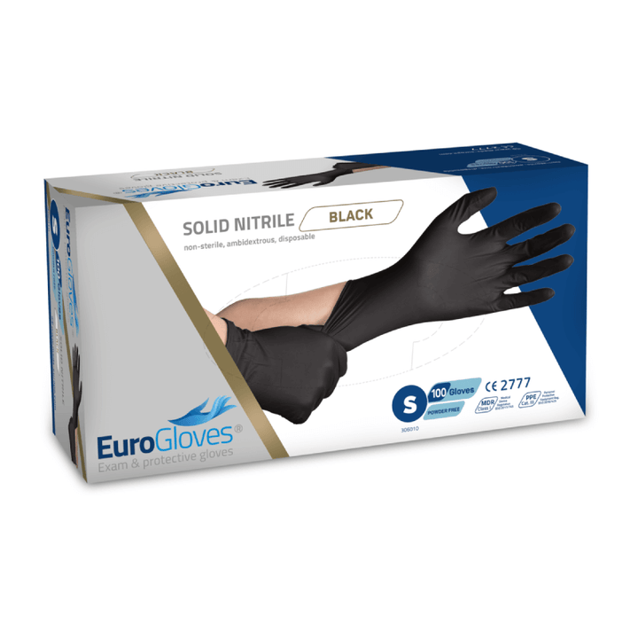 nitril handschuhe schwarz s Handschuhe EuroGloves Solid-Nitril Schwarz 100st. – Kosmetikliege-shop.de